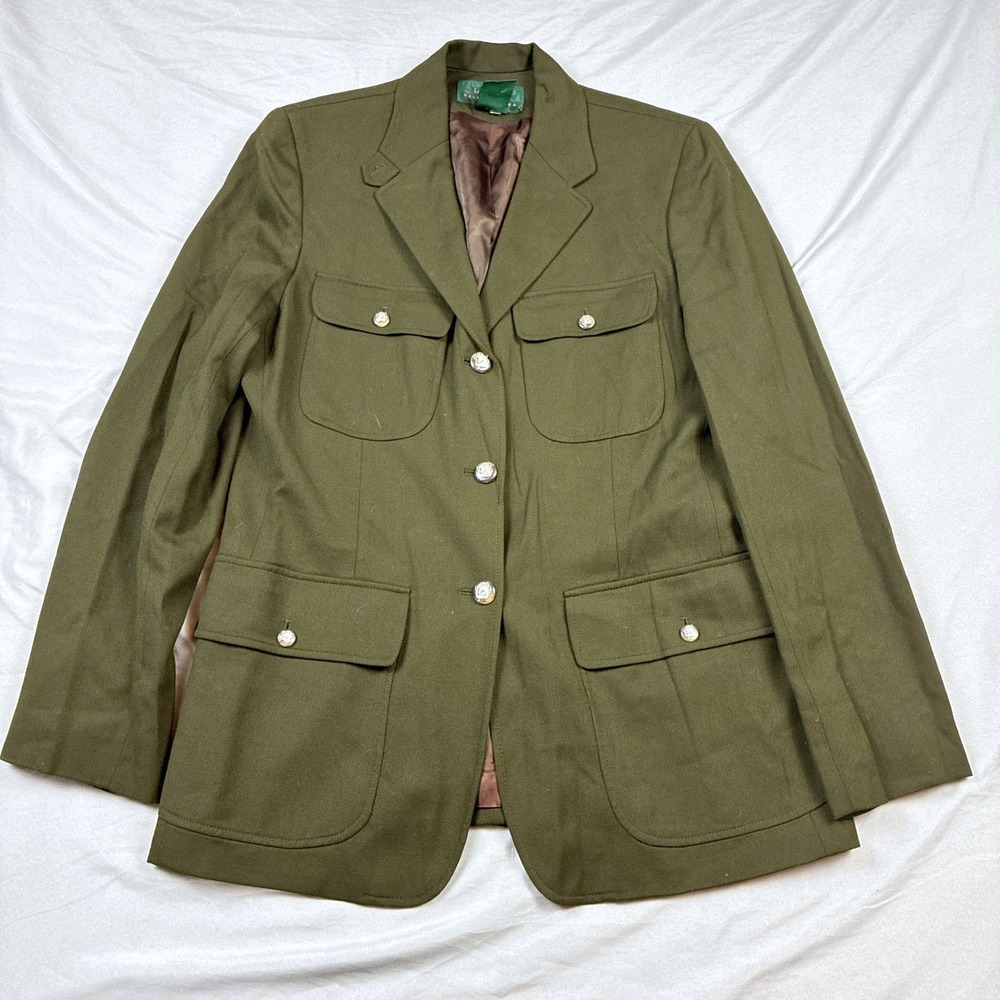 Lauren Ralph Lauren Field Jacket Women 10 Olive Green Military Safari Blazer